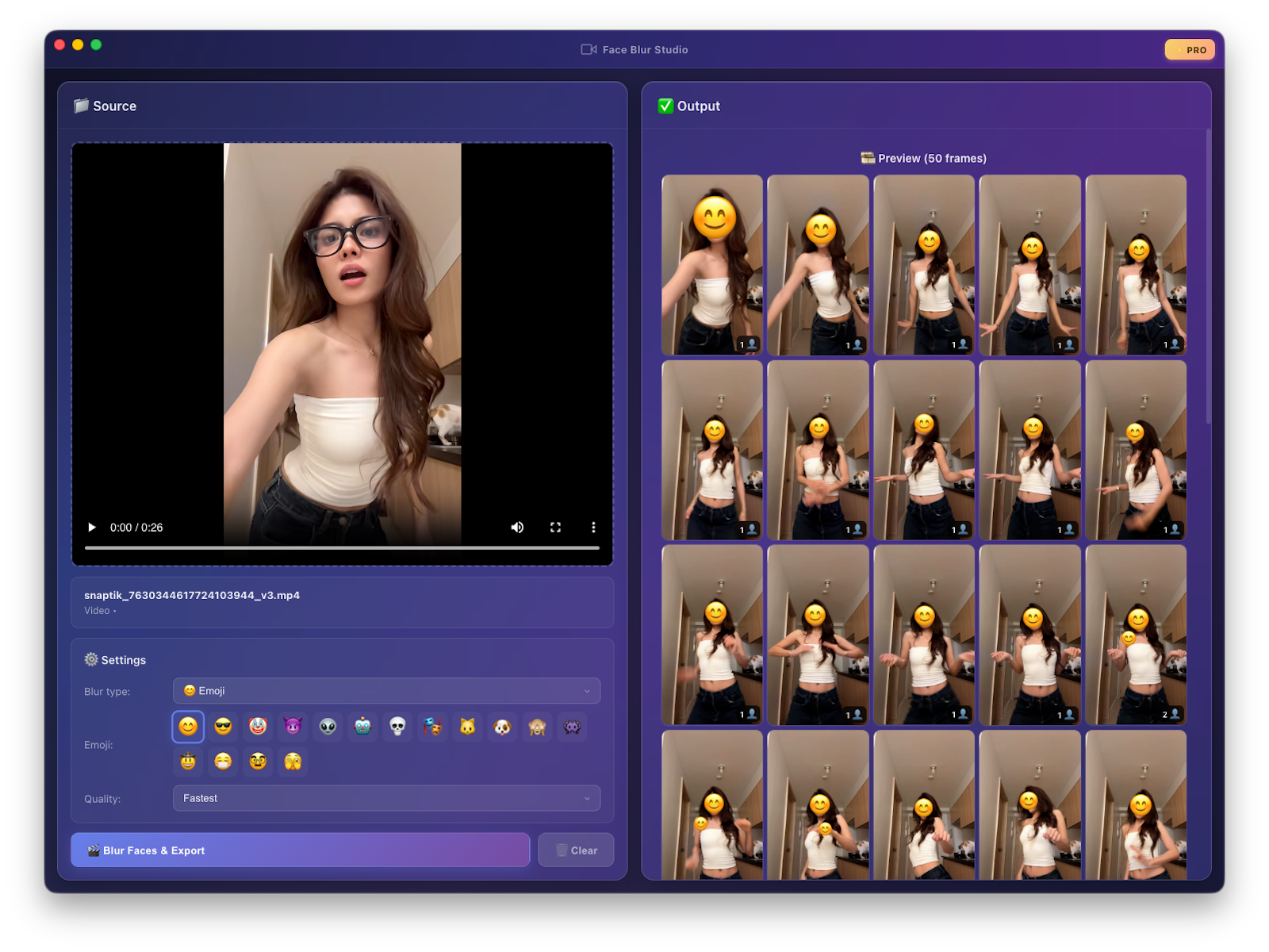 Face Blur Studio covering faces with smiling emoji